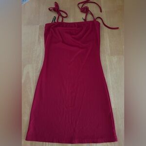 Maroon dress with shoulder ties
